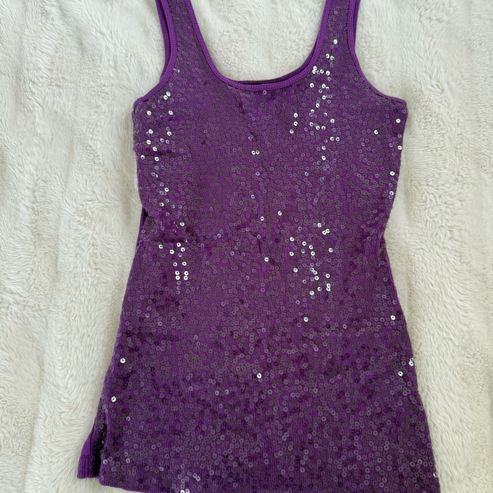 Express Purple Sequin Tank Top